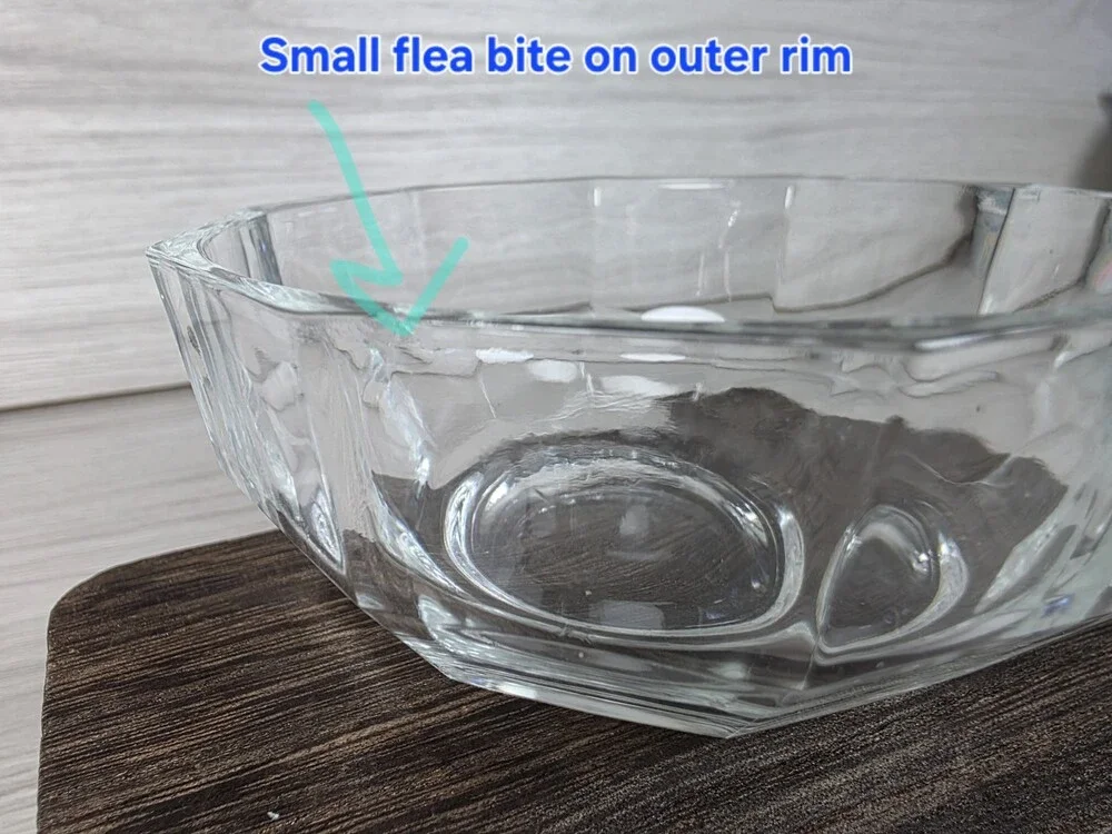 Vintage Clear Glass Decagon Faceted Serving Bowl 4.25